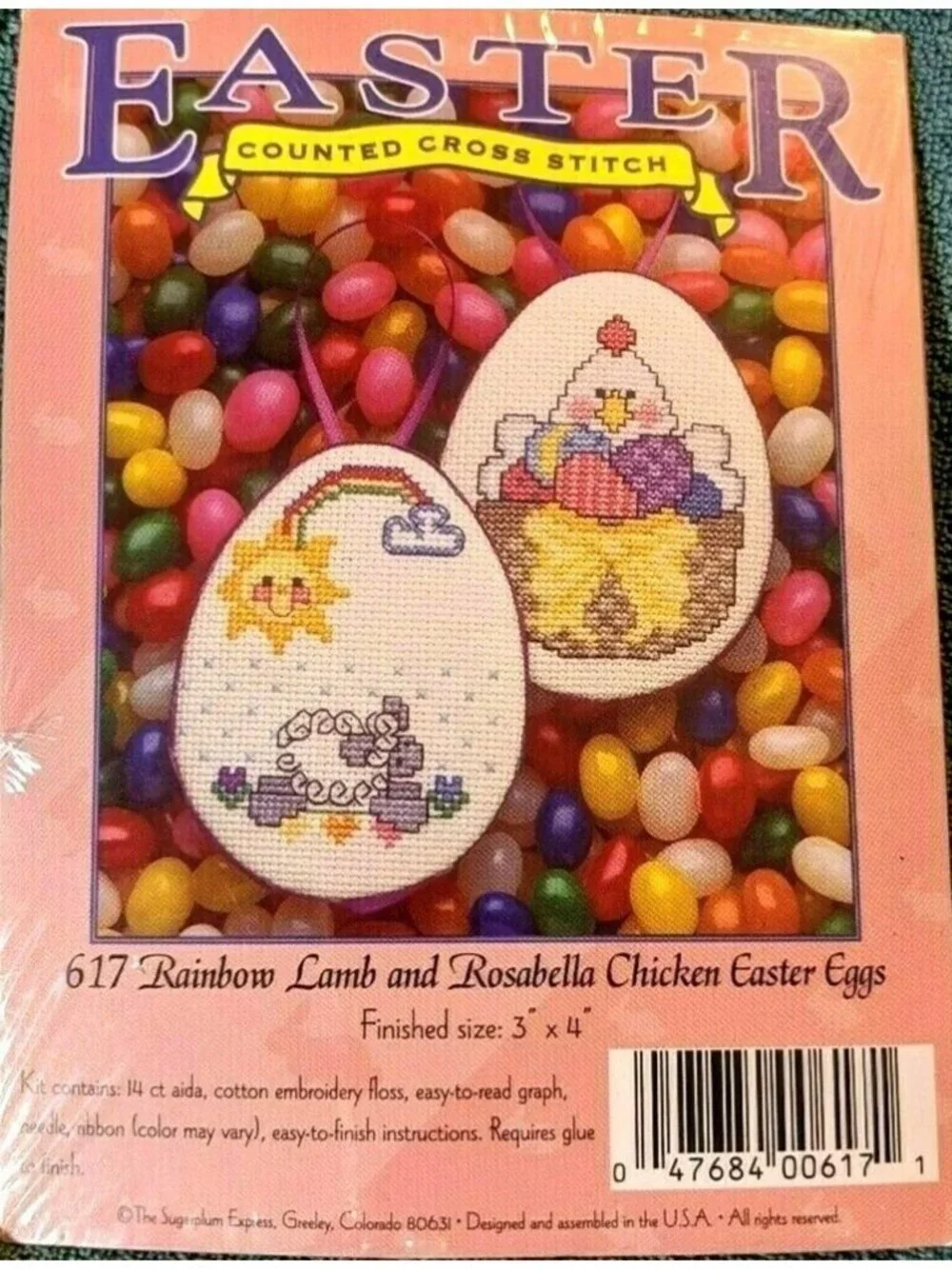 Cross Stitch Kits 2 Sugarplum Express Rainbow Lamb Rosabella Chicken Egg USA